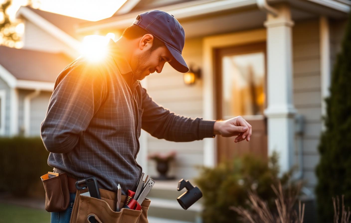 Professional contractor working on residential project